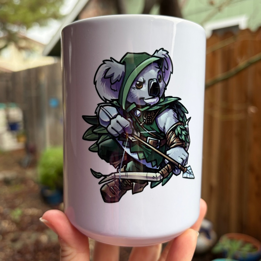 DnD Koala Ranger Archer White Ceramic Mug